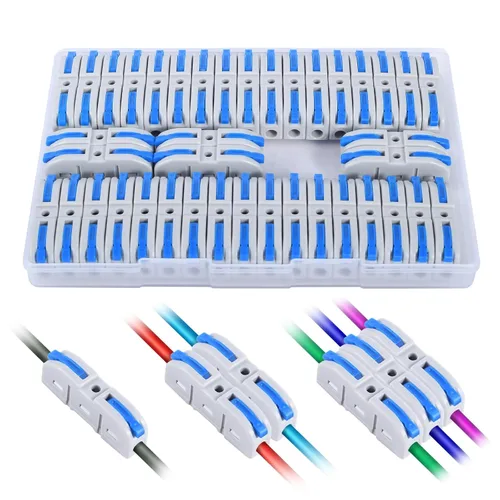 Vista 12 de Kit de conectores de palanca para cables eléctricos de conexión rápida, para terminales en línea compactos, 28-12 AWG, 1 entrada 1 salida (azul, 15)