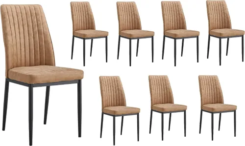 Vista 14 de Juego de 4 sillas de comedor modernas, de piel sintética, con patas de metal, para comedor, oficina, sala de espera (juego de 4, color blanco)