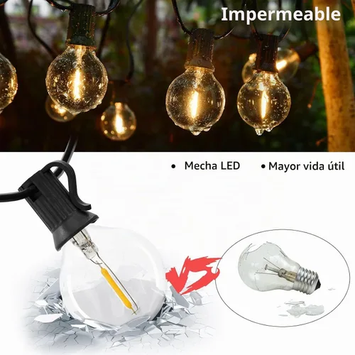 Vista 3 de Tira de luces para exteriores de 100 pies, impermeables, luces LED inastillables para exteriores, con certificación UL, iluminación