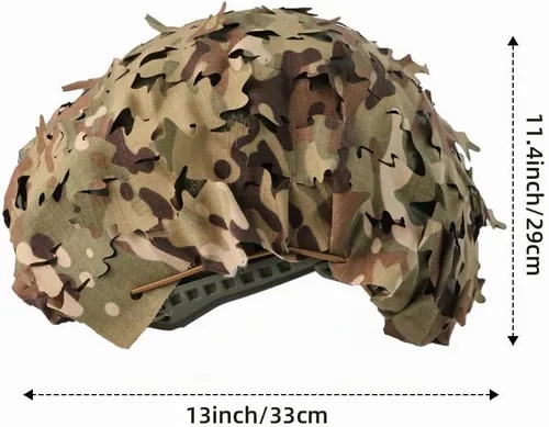 Vista 8 de Funda táctica para casco de malla transpirable, camuflaje camuflaje para casco táctico militar, combate, casco rápido