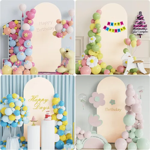 Vista 5 de Wokceer Funda para Arco de Boda de 5 Pies de Spandex Ajustada Cubiertas para Soporte de Arco de Boda Parte Superior Redonda Arco Chiara Cubierta