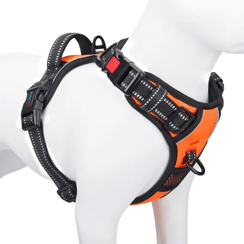 Vista 12 de PHOEPET Arnés para perro sin tirones, chaleco reflectante ajustable con asa de entrenamiento, bolsillo para identificación con nombre, 2 ganchos