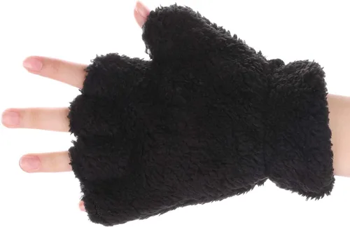 Vista 9 de PENINSULA LOVE Guantes de pata de gato, guantes de felpa cálidos para cosplay, guantes de animal de garra de oso, guantes de punto sin dedos