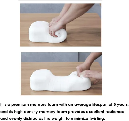 Vista 4 de Dr.Baremi - Almohada cervical para dormir, en forma de C, alivio de la posición de la columna cervical de espuma viscoelástica, soporte de cuello