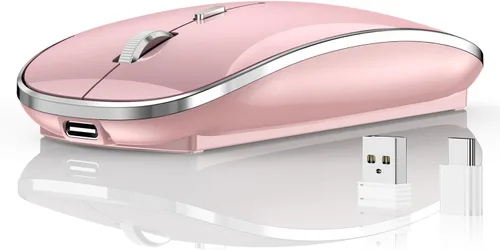 Vista 15 de Halpilt Ratón Inalámbrico Recargable Portátil Silencioso USB-A y Tipo C Modo Dual Ratón Inalámbrico 3 DPI Ajustables para Laptop, Mac, Android, PC