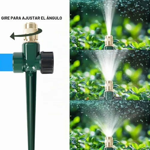 Vista 2 de LIULO TOOL Paquete de 2 aspersores de metal para césped, rociador automático de latón con base de pico, boquilla de rociadores ajustables de 360