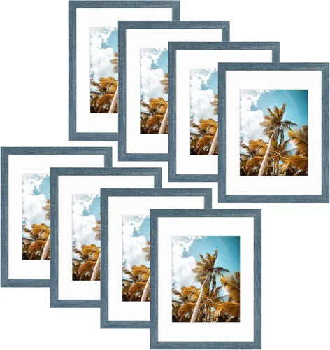 Vista 73 de Frametory, Marco de fotos de 11 x 14 pulgadas con paspartú para fotos de 8 x 10 pulgadas, moldeado ancho de vidrio de alta definición, accesorios