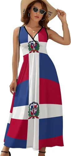 Vista 8 de Vestido sin mangas con la bandera de las Bahamas para mujer, vestido suelto casual de verano, vestido largo de manga corta para niñas, faldas de moda