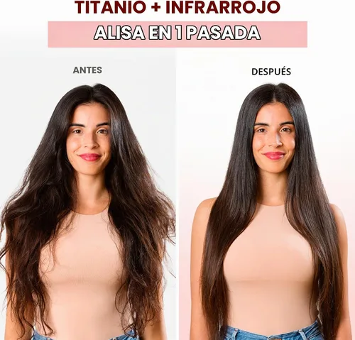 Vista 2 de ELLA BELLA® Plancha plana de titanio para alisar el cabello (con infrarrojos) • Alisador de pelo profesional • Pantalla digital para controlar