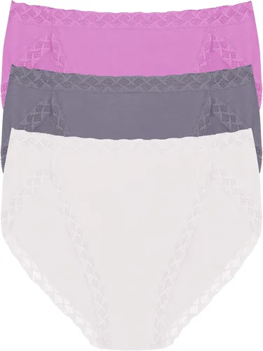 Vista 23 de Natori Paquete de 3 calzoncillos de corte francés Pima Bliss para mujer Negro/Café/Blanco