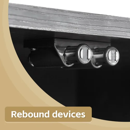 Vista 4 de Aparador de buffet de 64 pulgadas con almacenamiento, moderna credenza acanalada con estantes ajustables, mesa consola de barra de café de madera