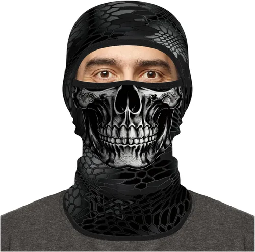 Vista 26 de Pasamontañas para hombres y mujeres, para verano, motocicleta, ciclismo, pesca Calavera 04