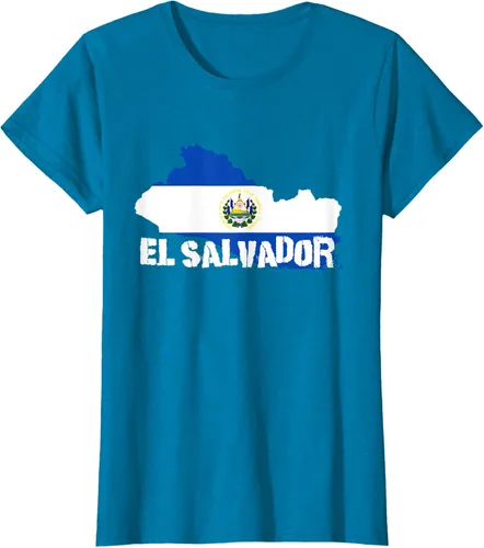 Vista 67 de Camiseta con la bandera de El Salvador, mapa de El Salvador, camiseta de Salvador para mujer, Negro