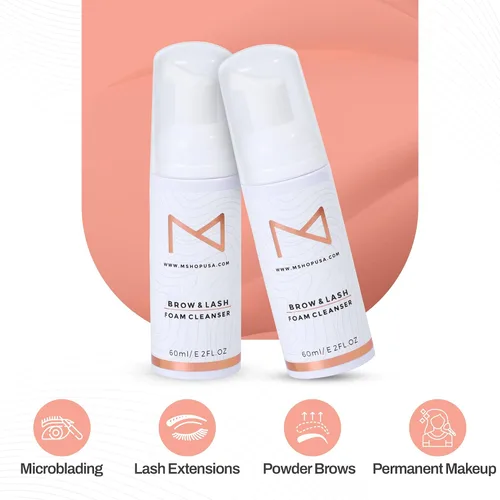 Vista 5 de M - Limpiador permanente de espuma para cejas y pestañas para extensiones de pestañas, microblading, polvo de cejas, cejas, nano cejas, maquillaje