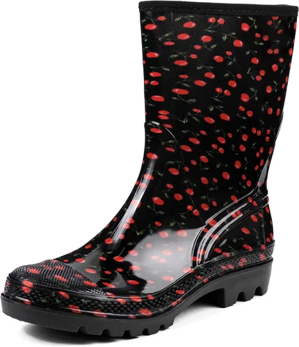 Vista 34 de DKSUKO Waterproof Womens Rain Boots insulated,Lightweight Rubber fashion Boots in Gardening,Warm and Comfortable Wide Calf Rain Boots with Glossy in