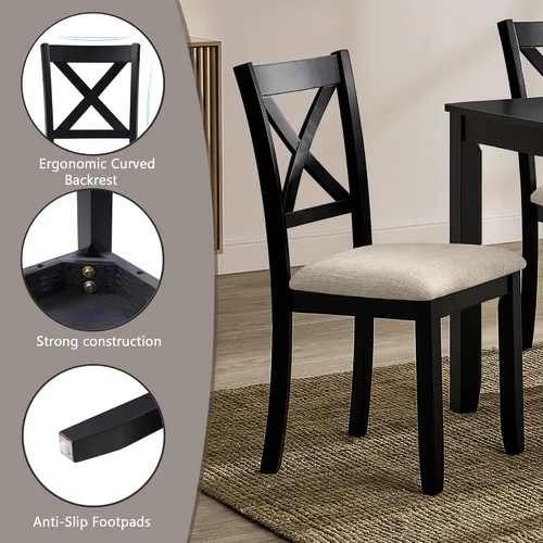 Vista 5 de Harper & Bright Designs Juego de mesa de comedor de 6 piezas con sillas