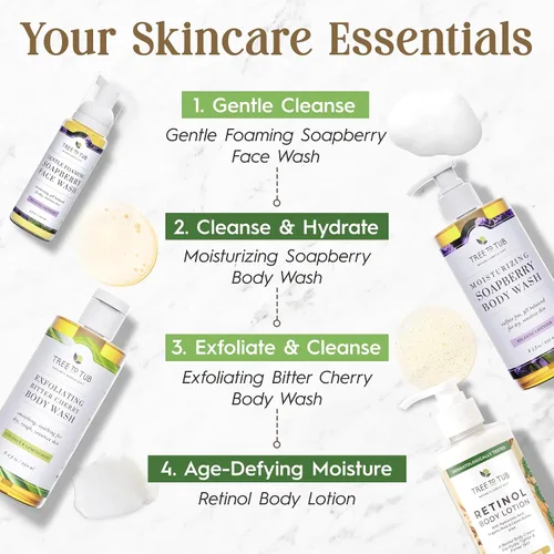 Vista 6 de Tree To Tub Loción corporal Retinol - Crema corporal hidratante, crema reafirmante avanzada con ácido hialurónico y manteca de karité, loción