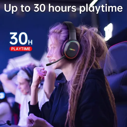 Vista 5 de Auriculares inalámbricos para juegos de 2.4 GHzBluetooth para PC, laptop, PS5, PS4, Nintendo Switch, Dynamic EQ ultra baja latencia Bluetooth