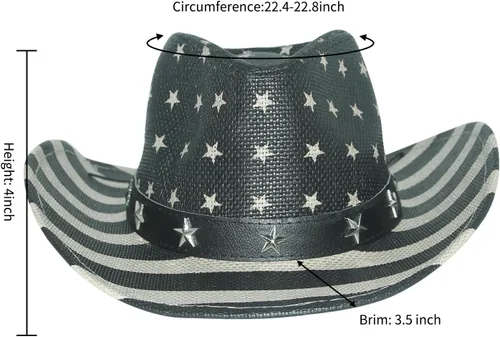 Vista 3 de Vintage USA American Flag Cowboy Hat wWestern Shape-It Brim