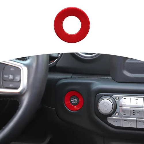 Vista 11 de RT-TCZ para Jeep JL Anillo de Cubierta de Botón de Arranque/Parada para Jeep Wrangler JL JLU Gladiator JT 2018-2024 Accesorios de Interior Azul Bebé