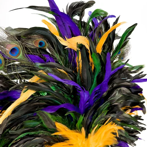 Vista 3 de Máscara veneciana para mascarada, máscara barroca de plumas de Mardi Gras, carnaval, máscara burlesque
