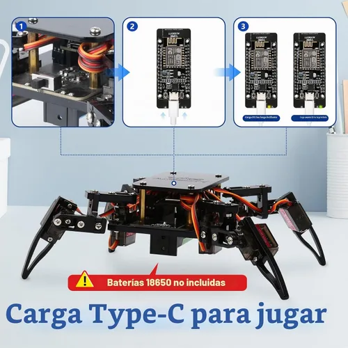 Vista 6 de Kit de Robot Araña Biónica Programable STEM, Kit Científico para Niños de 8 a 12 años, Juguete de Construcción de Robótica DIY para Adolescentes