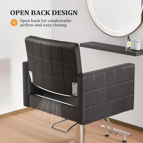 Vista 5 de Bonnlo Silla de peluquería para estilista de peluquería de asiento ancho, silla de peluquería hidráulica con reposapiés de acero inoxidable, silla