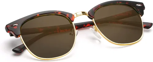 Vista 49 de KALIYADI Gafas de sol polarizadas para hombres y mujeres, marco semi sin montura, para conducir con bloqueo UV A01-(1 Pack) Tortuga Mate G15