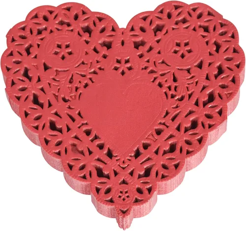 Vista 4 de School Smart Tapete de encaje de corazón troquelado de papel, 6 pulgadas, rojo, paquete de 100