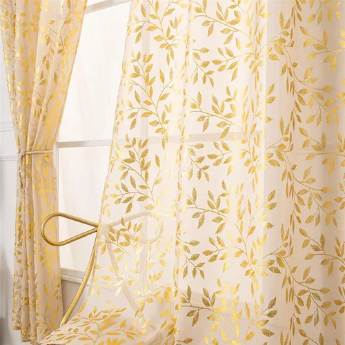 Vista 44 de Deeprove Cortinas traslúcidas color aguamarina y dorado de 63 pulgadas de largo, 2 paneles para decoración de dormitorio, cocina, decoración
