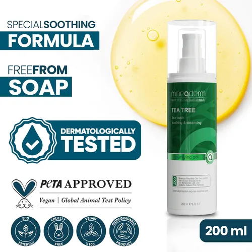 Vista 6 de Mineaderm Jabón facial con aceite de árbol de té, limpiador facial diario para pieles grasas y propensas al acné, lavado facial para mujeres