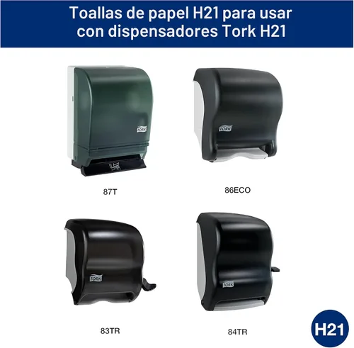 Vista 3 de Tork Rollo de toalla de mano de papel natural H21 100% fibra reciclada, ajuste universal, 6 rollos x 800 pies (RK8002)