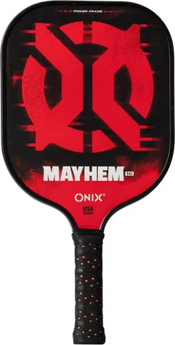 Vista 12 de Onix Mayhem Patented ThermoFused Technology Carbon Fiber Power Frame Polypropylene Honeycomb Core Performance Power and Control Pickleball Paddle