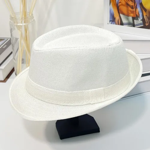 Vista 7 de ECYC Sombreros de jazz para niños, gorras de lino de color sólido para niños