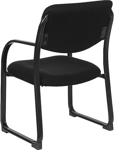 Vista 6 de Flash Furniture Silla de recepción lateral ejecutiva de tela negra Richie con base de trineo