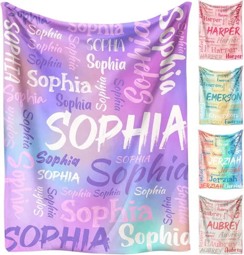 Vista 18 de Manta de bebé personalizada, manta con nombre personalizado para niños, bebés y adultos, mantas con animales personalizadas para niñas, niños