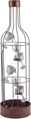 Vista 8 de Alpine Corporation IPS210 Fuente de agua ecléctica rústica con forma de botella con copas de vino escalonadas, 44 pulgadas, marrón
