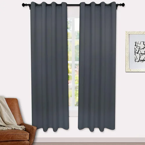 Vista 10 de Cortinas opacas para dormitorio con línea negra, 100 % opacas, con aislamiento térmico, cortinas largas para sala de estar, tratamiento de ventanas
