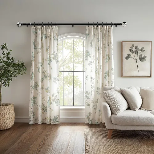 Vista 2 de Ceramic Black Curtain Rods for Windows 16 to 60 Inches Drapery Rods Adjustable Length Extendable Heavy Duty 1" Diameter iron Window Modern
