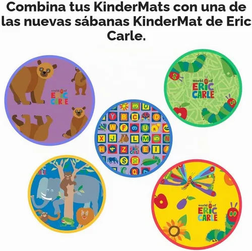 Vista 4 de Alfombra de descanso KinderMat para niños pequeños con almohada, 3/4 de pulgada de espesor, vinilo de 8 mil Azul y gris