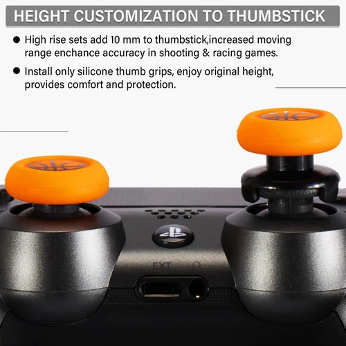 Vista 4 de Extensor de palanca de pulgar FPS e impresión de goma cubierta de agarre de silicona 2 juegos para PS5 Dualsenese y PS4 Controller (baloncesto)