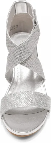 Vista 4 de Dream Pairs - Sandalias de tacón de plataforma baja con correa elástica de tobillo para mujer