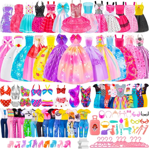 Vista 10 de 60 piezas de caballo de muñeca con muñeca, ropa y accesorios para regalos