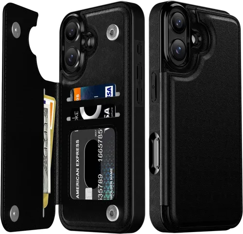 Vista 343 de LETO para iPhone 15 Pro Funda tipo cartera - Tapa tipo folio con patada - Diseños de moda - Tarjetero - Funda protectora para mujeres y niñas - 6.1