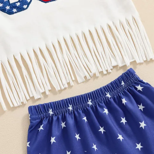 Vista 10 de Conjunto de camiseta y pantalones cortos para bebé niña del 4 de julio, camiseta y pantalones cortos para el Día de los Caídos