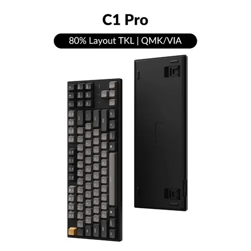 Vista 3 de Keychron Teclado mecánico con cable C1 Pro, diseño TKL, retroiluminación RGB programable QMK con interruptor rojo silencioso K Pro intercambiable