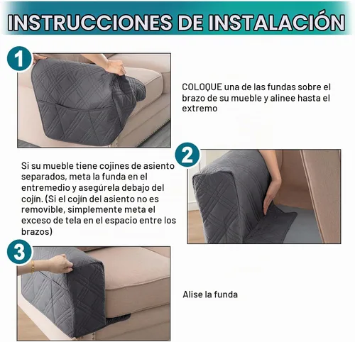 Vista 7 de Turquoize Fundas impermeables para reposabrazos de sillas y sofás, 2 unidades, protectores de brazo para sofá con bolsillo lateral, protector Doble