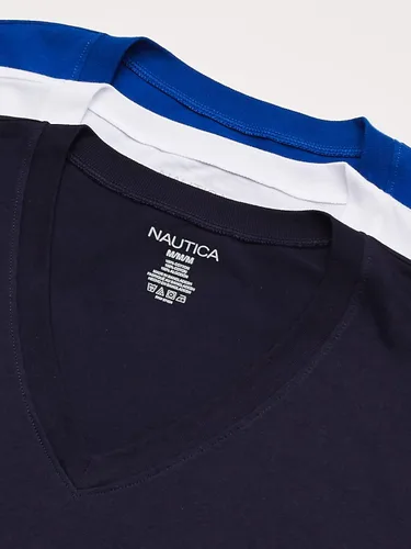 Vista 2 de Nautica Camiseta de algodón con cuello en V para hombre paquetes múltiples