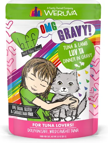 Vista 24 de Weruva B.F.F. OMG - Best Feline Friend Oh My Gravy!, Booya! - Alimento para gatos con carne de res y pollo en salsa, bolsa de 2.8 onzas