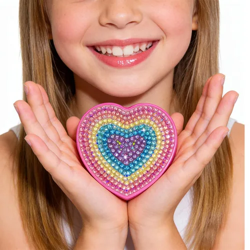 Vista 5 de Mebtmel Kit de maquillaje en forma de corazón para niños, real, no tóxico, lavable para niñas y niños